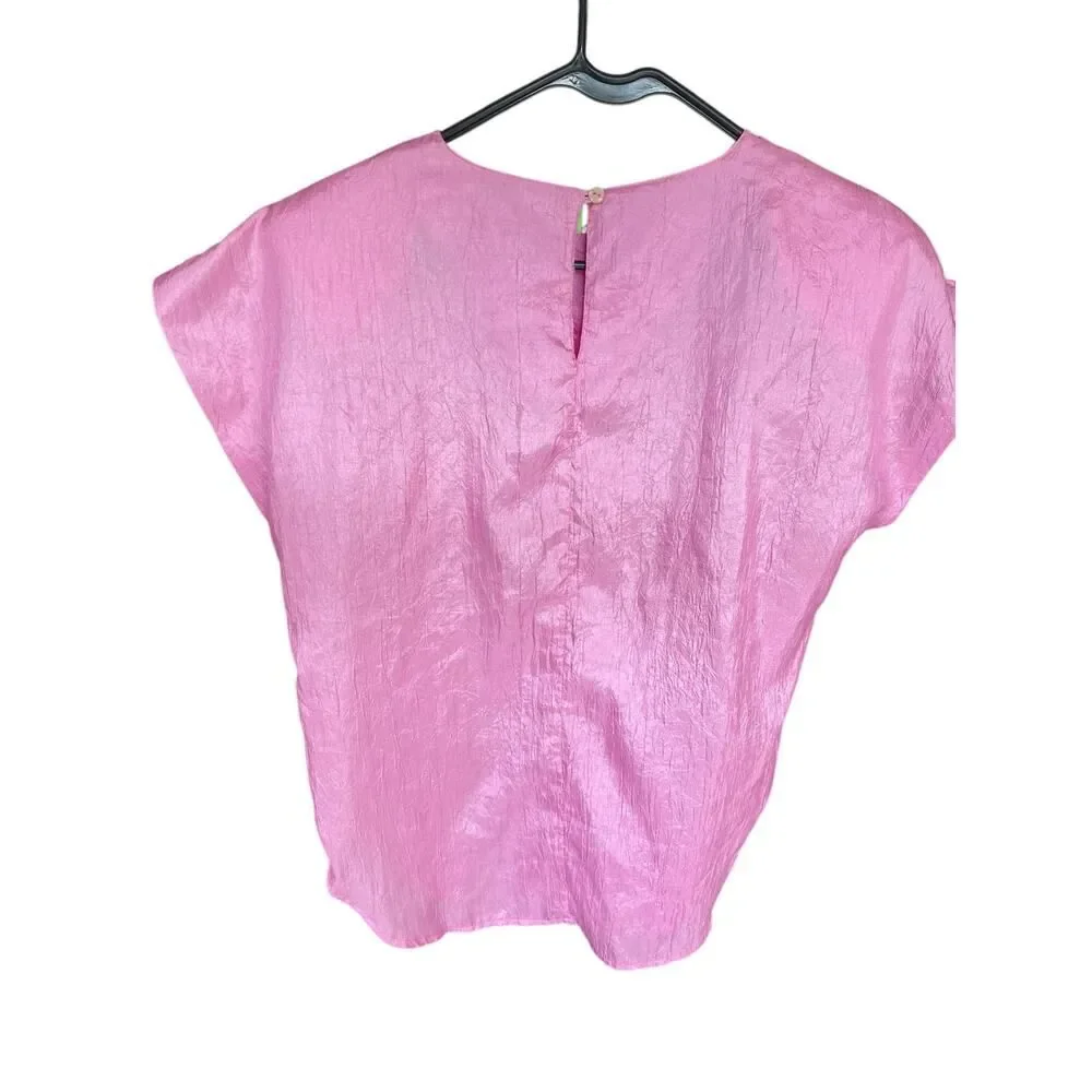 Vintage Marie St Monèt Pink Lightweight Short-Sleeve Top Size 12 - Picture 6 of 8